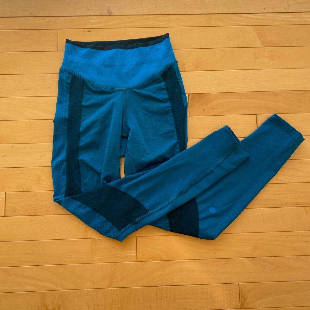 LULULEMON High Waist Multi-Color Blue Compression Style Full Length Leggings